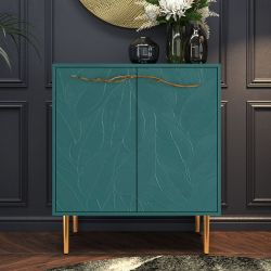 Комод Арт Колор leaves Стайл Голд с 2 полками Пастельно-синий
