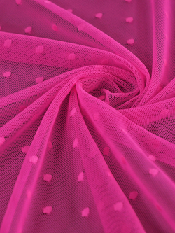 Сетка эластичная розовая неоновая в горошек 5 мм отрезом 75х50 см