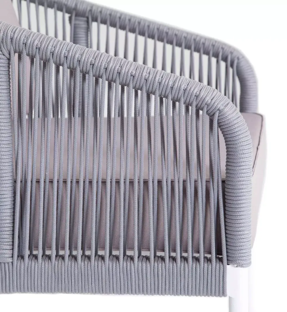 "Канны" лаунж-зона 4-местная плетеная из роупа (веревки), цвет светло-серый