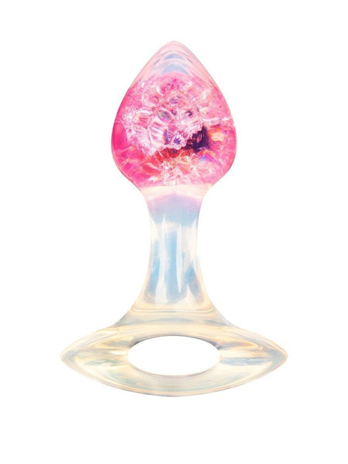 Розоватая анальная пробка с руской - 8,5 см.