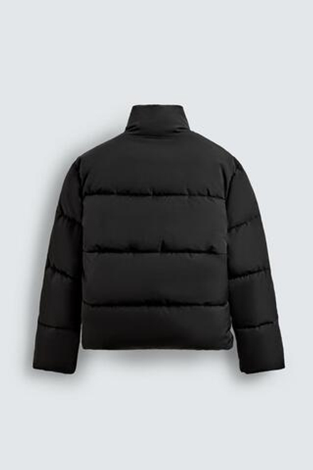 ZARA СТЕГАНАЯ КУРТКА WATER REPELLENT, ЧЕРНЫЙ