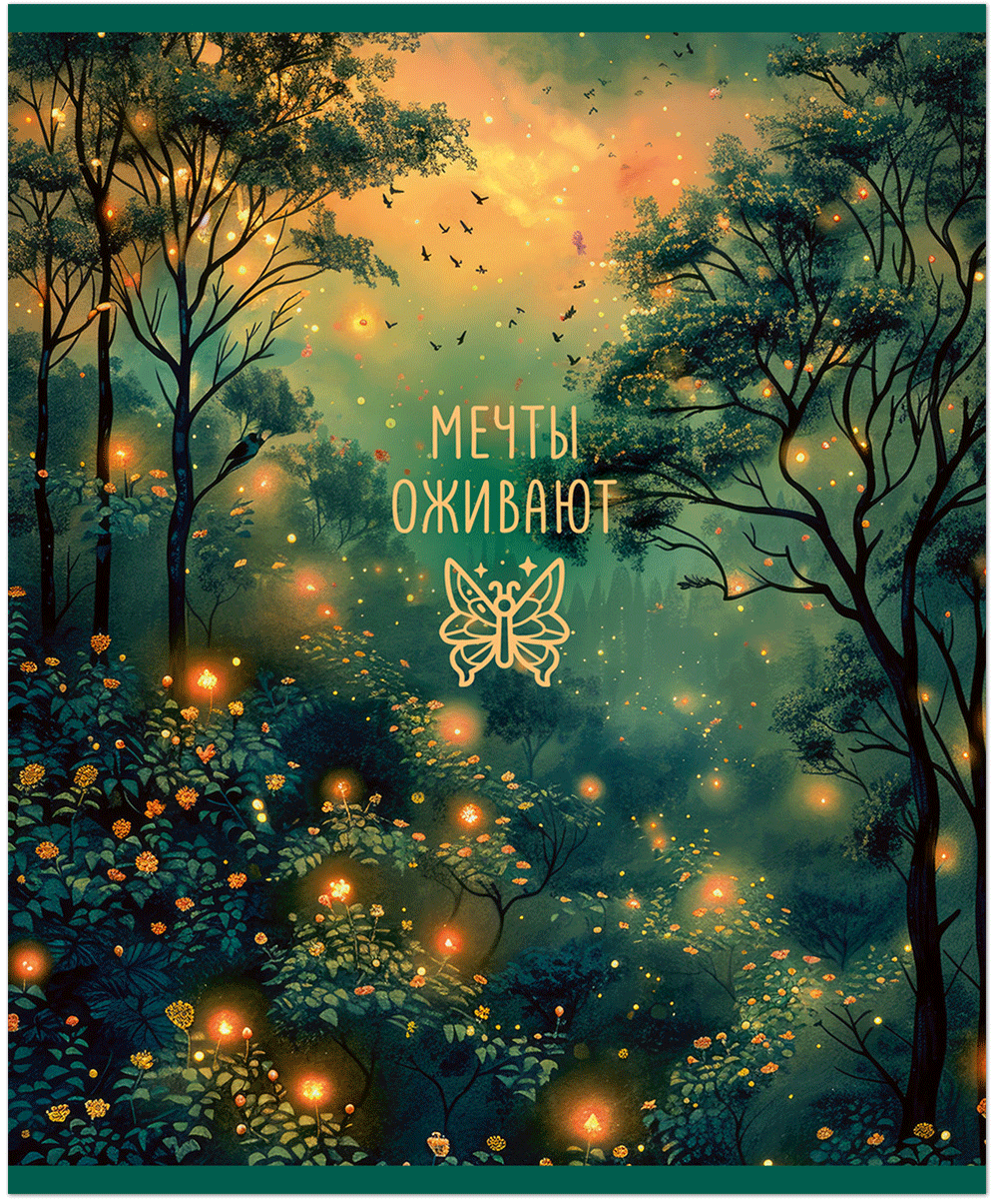 Тетрадь общая 48 л., MAGIC FOREST, обложка-мелов.картон+сплошной УФ-лак, скрепка