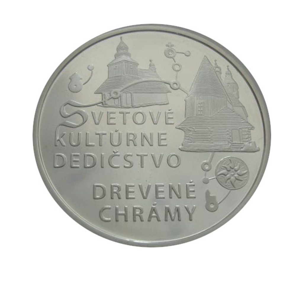 Словакия 10 евро 2010 Деревянные церкви в Карпатах ПРУФ СЕРЕБРО