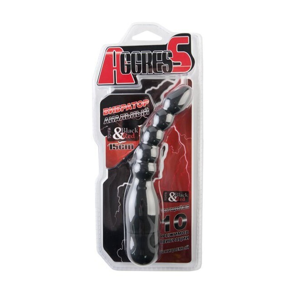 Анальный вибратор-елочка Aggress с вибрацией (10 режимов) черный (Цвет: черный)