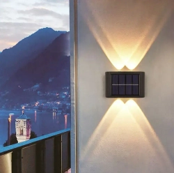 Светодиодный уличный настенный светильник с 3 лампами водонепроницаемый на солнечной батарее 6 ламп Теплый