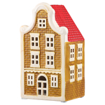 Домик с подсветкой желто-красный 16 см