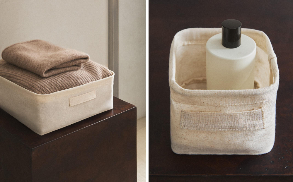 Zara Home Корзина изо льна, цвет бежевый, 13.5 см