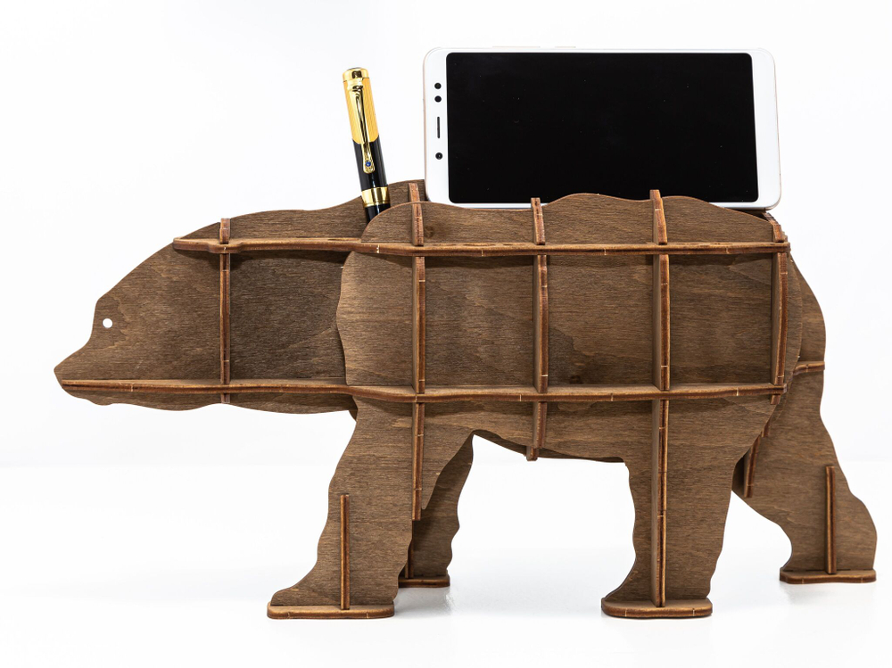 Сборная модель EWA Design "Настольный органайзер Медведь (коричневый)"