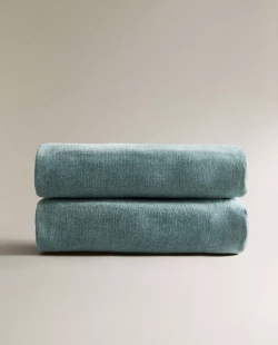 ZARA HOME ПЛЕД ИЗ СИНЕЛИ, СИНИЙ