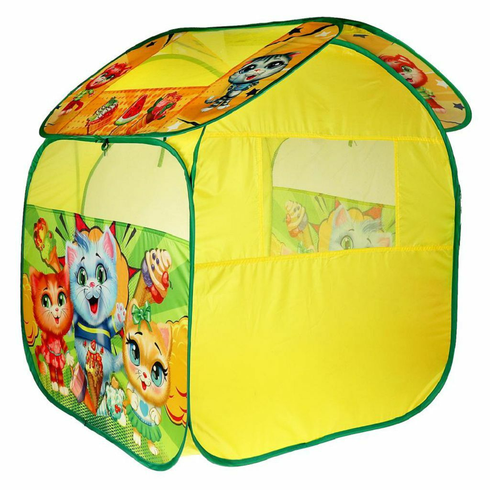 Детская игровая палатка "Коты" ТМ "Играем вместе" Размер в собранном виде 83 х 80 х 105 см. В коробк