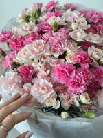 Моно букет из кустовых диантусов в розовом оттенке 35 шт