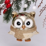Ёлочная игрушка «Мудрая сова» 10*5*10 см, шампань
