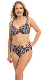 Черный купальный лиф с принтом (Размер: 65I) (Цвет: черный)