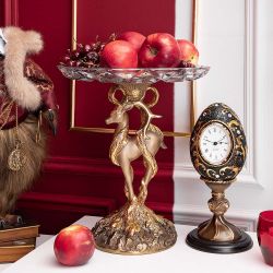 Фруктовница Лань Артемиды Бронза со стеклянной чашей