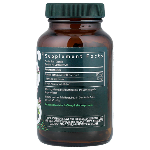 Gaia Herbs, масло орегано, 120 жидких капсул Phyto-Caps®