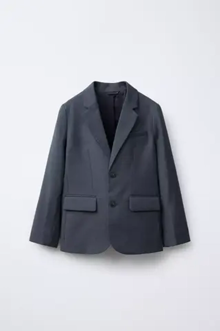 ZARA КОСТЮМНЫЙ БЛЕЙЗЕР ИЗ РЕЛЬЕФНОЙ ТКАНИ, МОРСКОЙ СИНИЙ