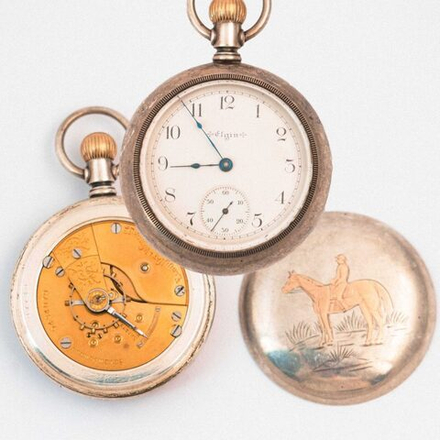Антикварные карманные часы с золотым всадником — ELGIN NATIONAL WATCH COMPANY