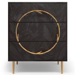 Комод Арт Колор leaves Стайл Голд с 3 ящиками голд Терпкий коричневый