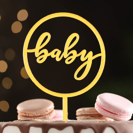 Топпер "Baby", круг, золото