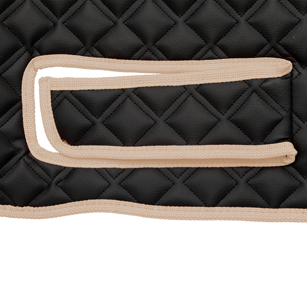 Ковры SHACMAN F3000 (экокожа, черный, бежевый кант, бежевая вышивка)