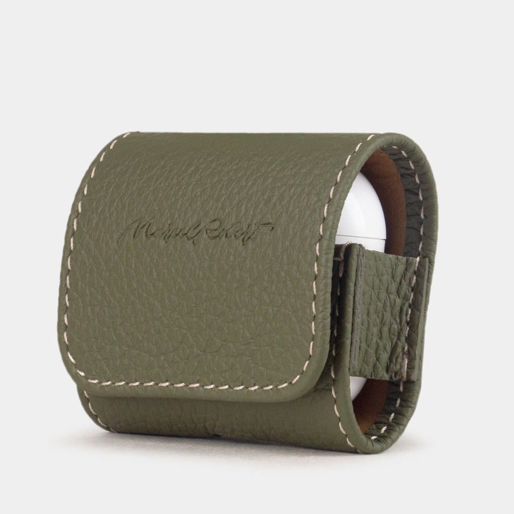 Чехол для наушников AirPods 3 из кожи теленка, зеленого цвета