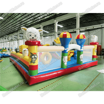 Надувной батут с крышей "Злой страшный серый волк"