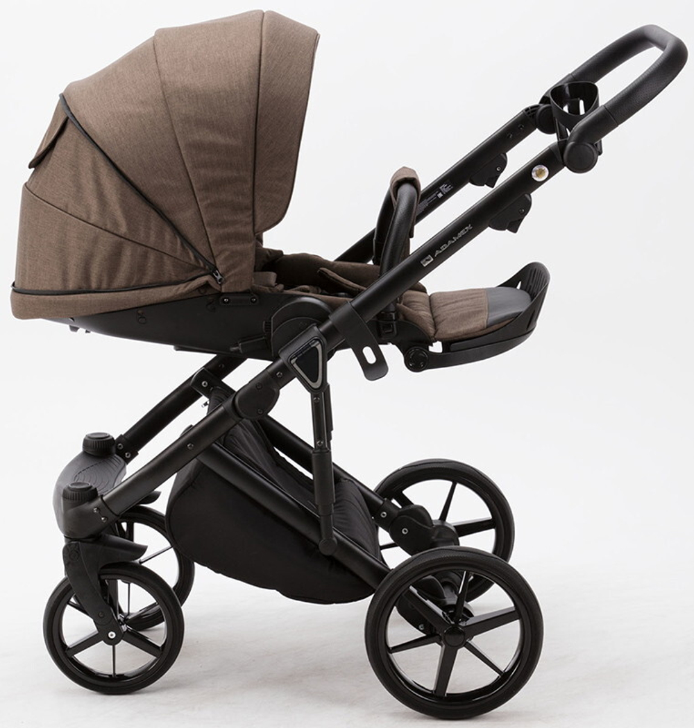 Детская коляска Adamex Marco 2 в 1 GA10 (ШОКОЛАД.ТК.+ ШОК. КОЖ. ОТДЕЛКА)