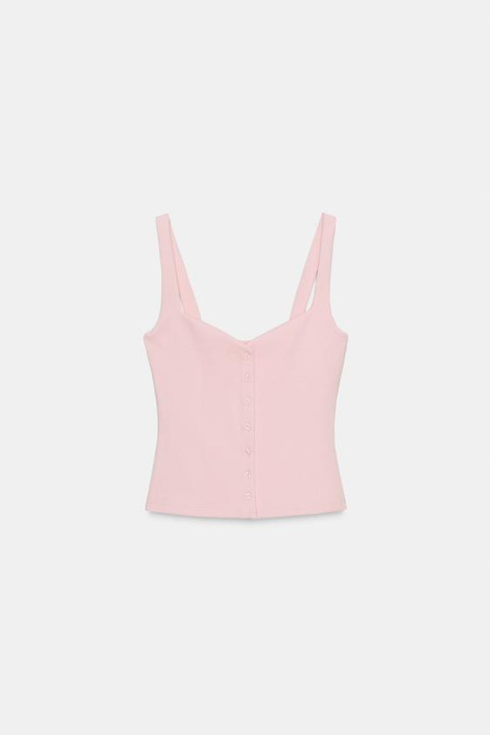 ZARA ТОП С ВЫРЕЗОМ СЕРДЕЧКОМ И ПУГОВИЦАМИ, РОЗОВЫЙ