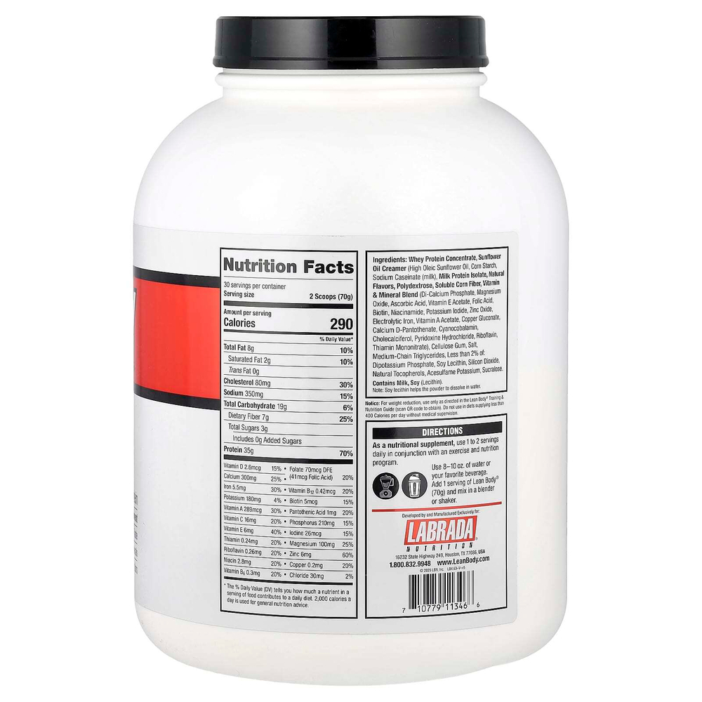 Labrada Nutrition, Lean Body, протеиновая смесь для приготовления коктейля, ваниль, 2100 г (4,63 фунта)