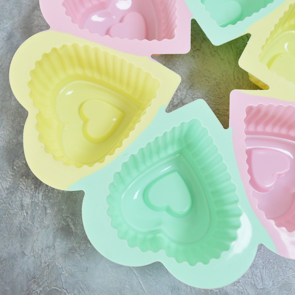 Набор силиконовых форм для выпечки кексов сердце 6 предметов, 50г