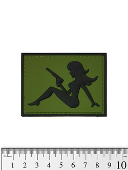 Шеврон Girl With Pistol PVC. Олива