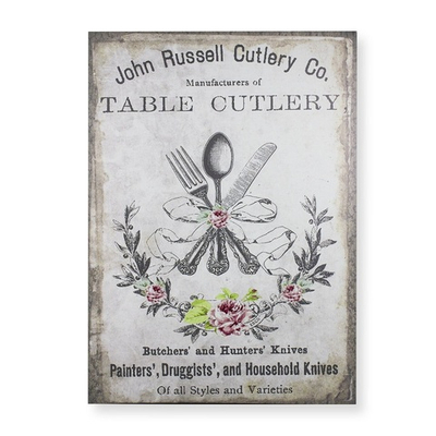 Панно "Мария-Виттория Роза и столовые приборы" 70x50x2,5см, дерево,холст