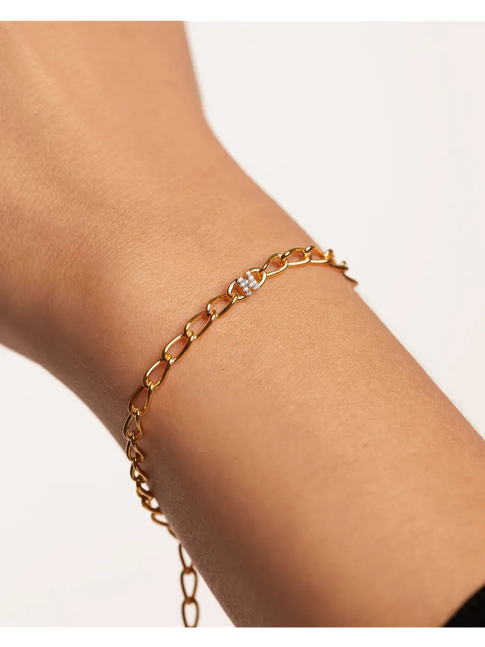 Браслет Буква H серебро 925 пробы покрытое золотом