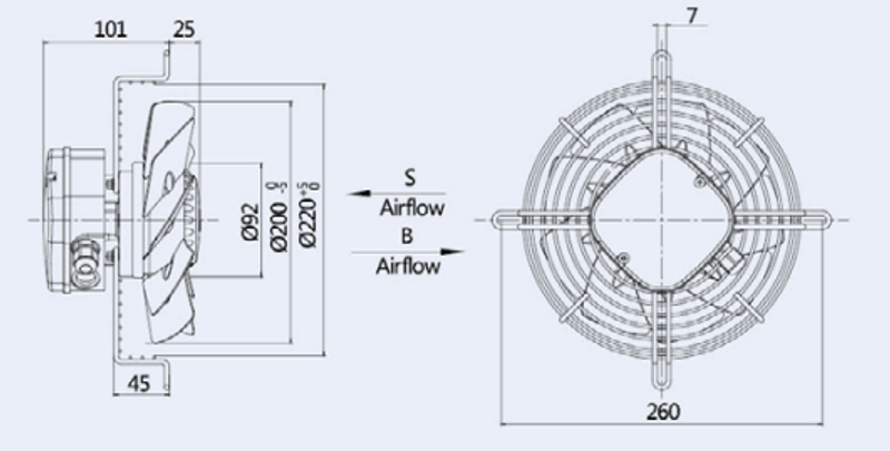 Вентилятор Weiguang YWF-4D-200-S(B)-92/15-G (YWF(K)4D200-Z)