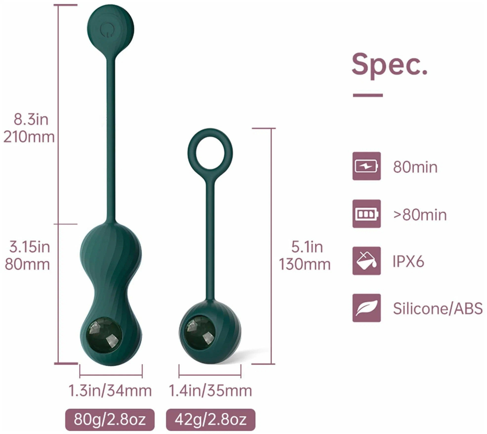 Тренажер Кегеля Magic Motion Crystal Duo темно-зеленый