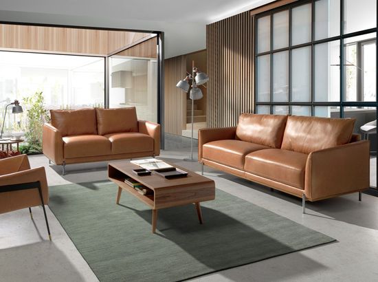 Диван 2-х местный 6129/5607-2P-M2851 кожаный с ножками из стали