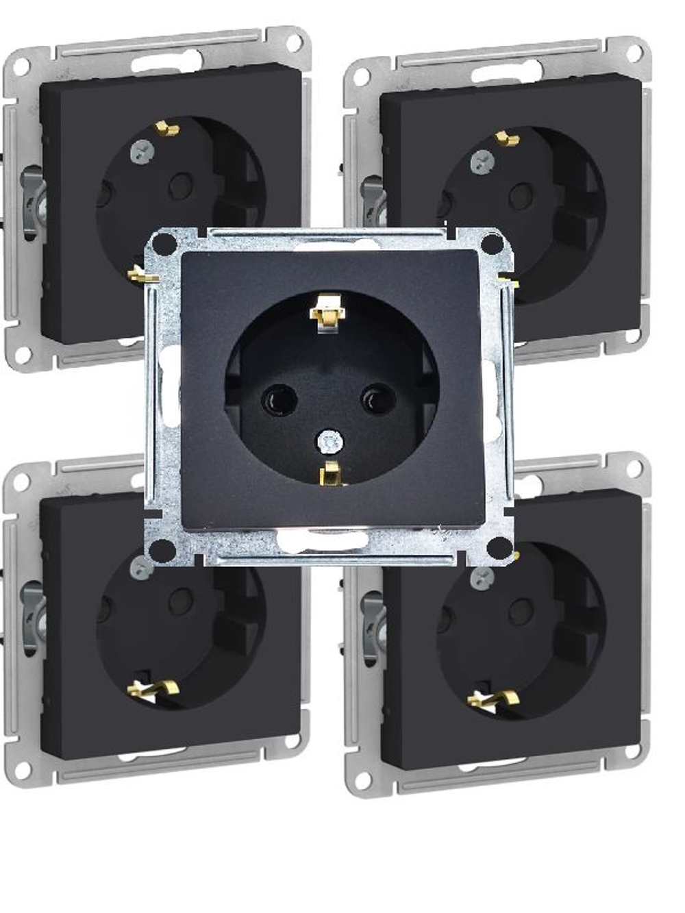 Розетка 1-м СП AtlasDesign 16А IP20 с заземл. механизм карбон SE ATN001043 5шт