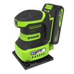 Плоская шлифмашина акк. Greenworks G24SS14, 24V, 115x140мм, 5500 об/мин, ампл. 1,6 мм,1х2Ач,ЗУ,кор (3100507CUA)