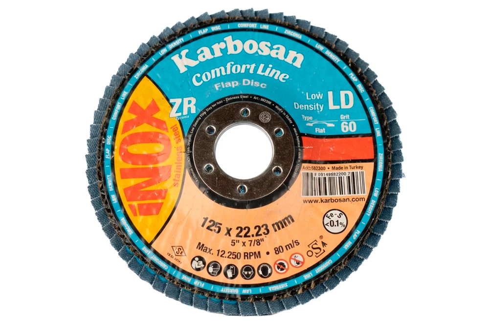 Круг лепестковый КЛТ2 125х22 Р60 Karbosan Comfort Line ZR LD Flap Прямой INOX