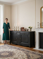 Комод Эден 197х49х97, с ящиками для вещей и дверцами, в гостиную, столовую, массив сосны, состаренный черный, MAKOSA