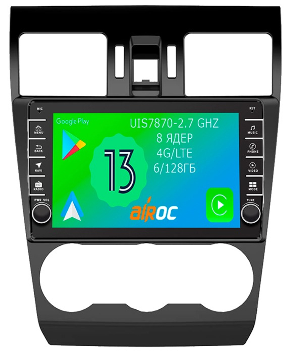 Магнитола для Subaru Forester, Impreza, XV 2012-2015 - Airoc AB-3401 (кнопки и крутилки), Android 13, TS20, 6/128Гб, SIM-слот, CarPlay