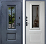 Входная дверь 1077 с окном – уличная металлическая дверь для дома