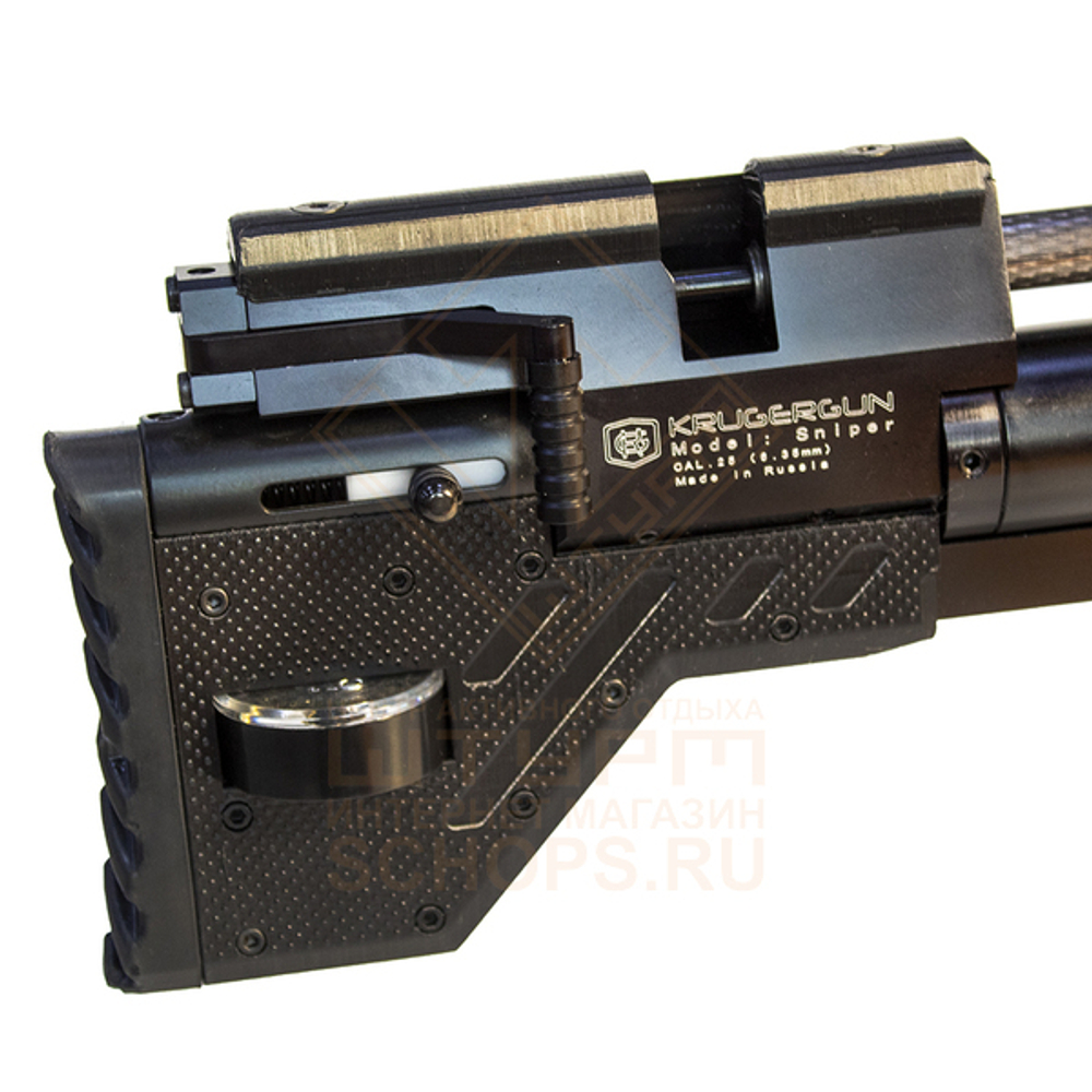 Винтовка пневматическая Krugergun PCP Снайпер буллпап 580 мм, прямоток, cal 6.35, Black