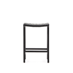 Табурет Calixta из кожи и красного дерева с черной отделкой