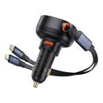 Автомобильная зарядка Baseus Enjoyment Pro U+Retractable C&L Cable 60W