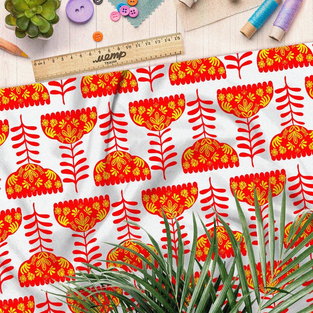 Ткань бязь крупные бутоны