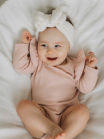 Боди лапша с длинным рукавом и крылышками, Пудровый