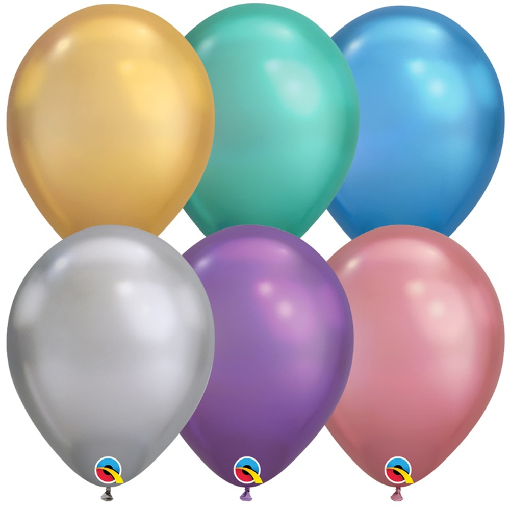 Шар латексный Хром 28 см (Ассорти)