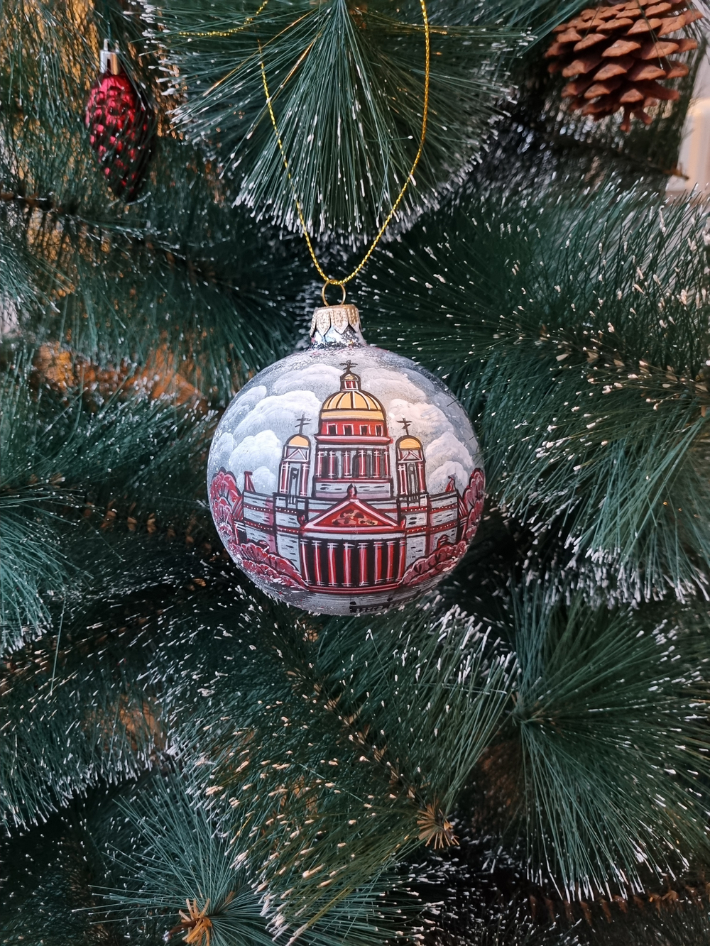 Шар стеклянный "Исакиевский собор",  ручная роспись