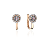 Серьги с фианитом из комбинированного золота 585 пробы JA-S-613842-1